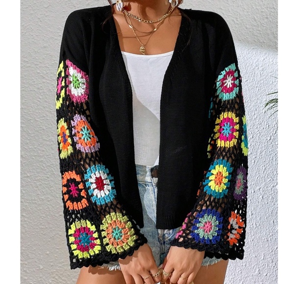 BellanBlue Sweaters - Boho Crochet Knit Open Front Oversized Cardigan